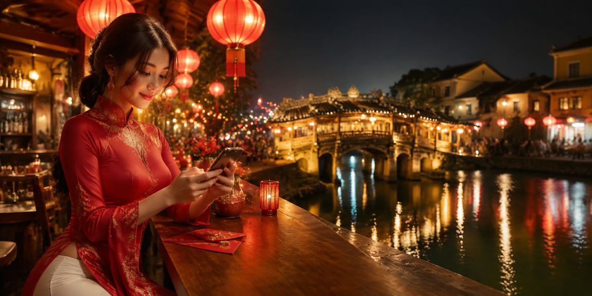 Không khí lễ hội Hội An với người dùng theo dõi cược trực tuyến qua điện thoại