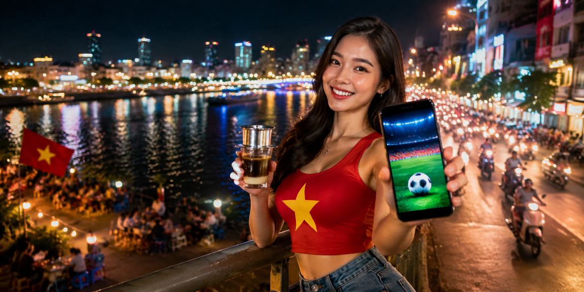 Người dùng xem kèo bóng đá tại quán cà phê vùng Mekong, Việt Nam
